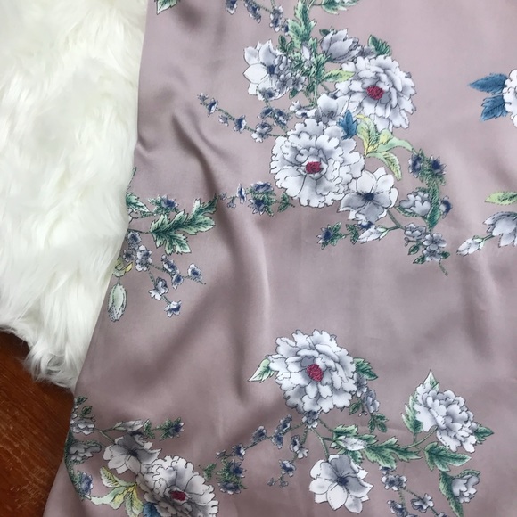 {Astr The Label} Mauve Satin Floral Wrap Dress - Picture 2 of 8